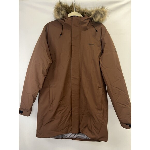 Moosejaw Down Parka Men's Hooded Fur Lined Mid-Length Snow Jacket Coat - Picture 2 of 14